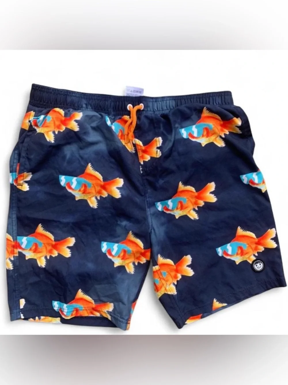 Neff Navy Swim Shorts with Goldfish Fish Print
